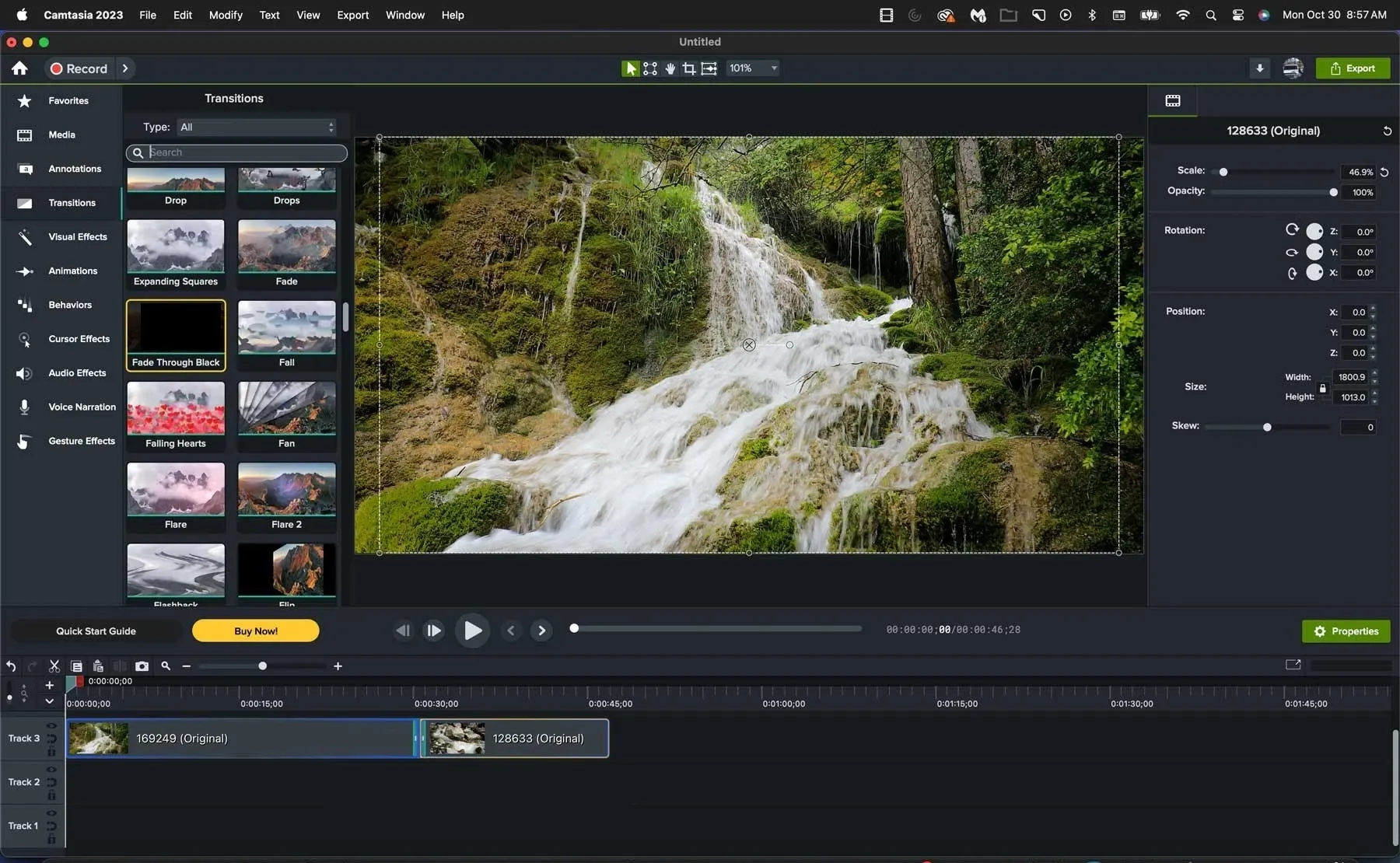 Camtasia video editor interface