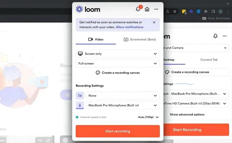 Loom screen recorder