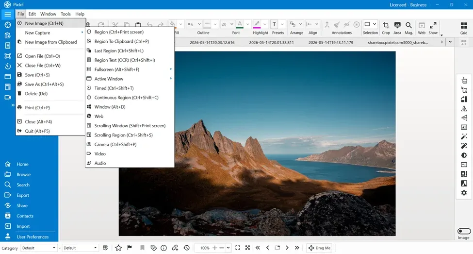 Uploading an image into Pixtel for editing