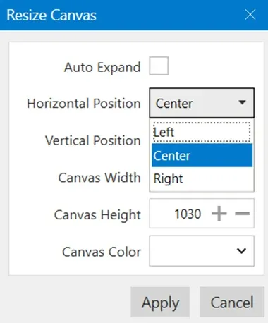 Horizontal position alignment options in Pixtel
