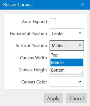Vertical position alignment options in Pixtel