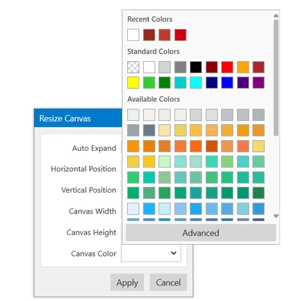 Canvas color selection in Pixtel