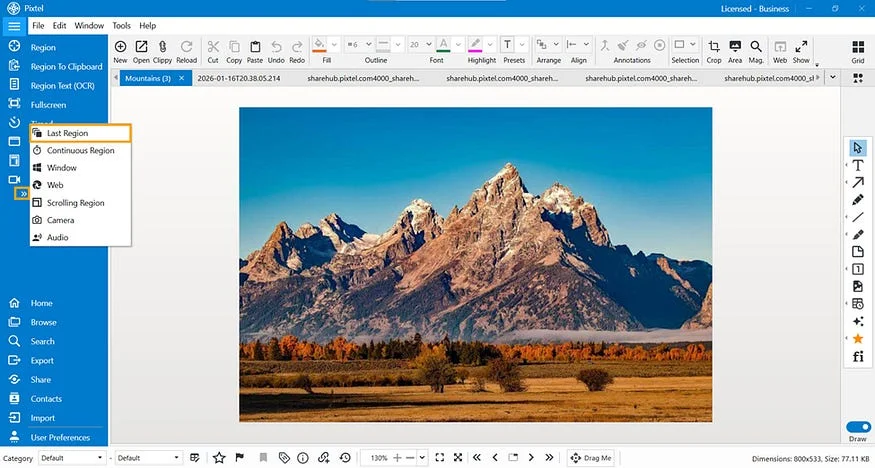 Capture the Same Screen Area Instantly with Pixtel’s Last Region