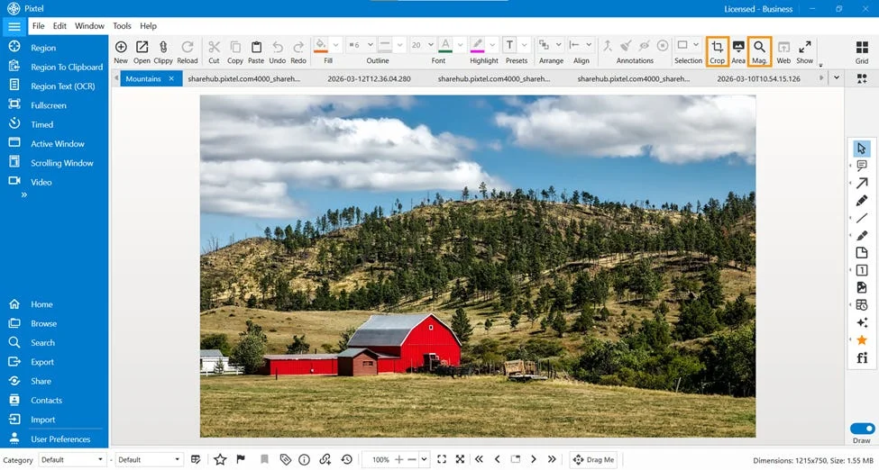 Cropping and Magnifying Images in Pixtel